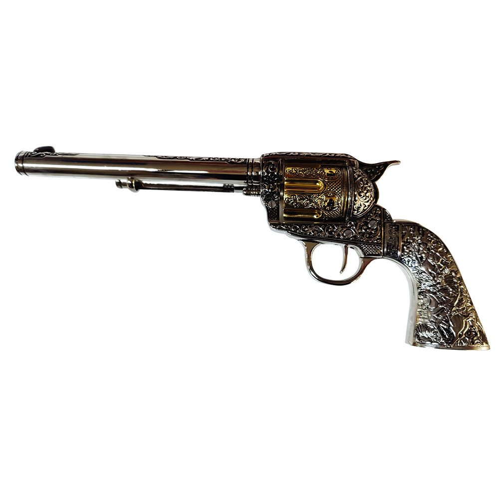 Revólver Colt 45 PeaceMaker largo cachas metal, 27 cms.