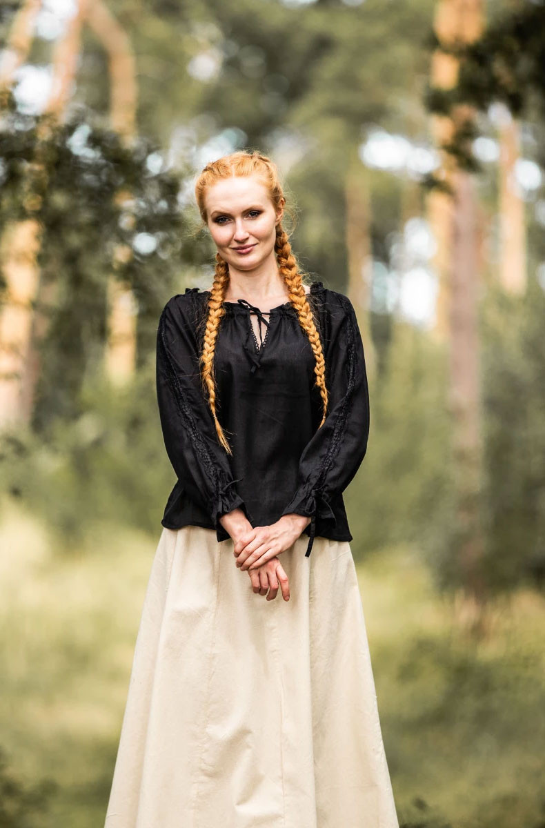 Blusa medieval mujer Bettina, negro