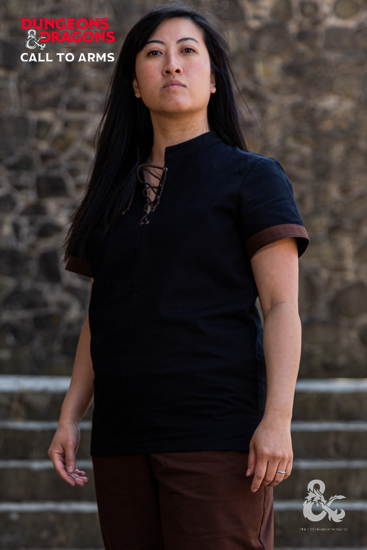 Camisa medieval de Pícaro, negro-marrón