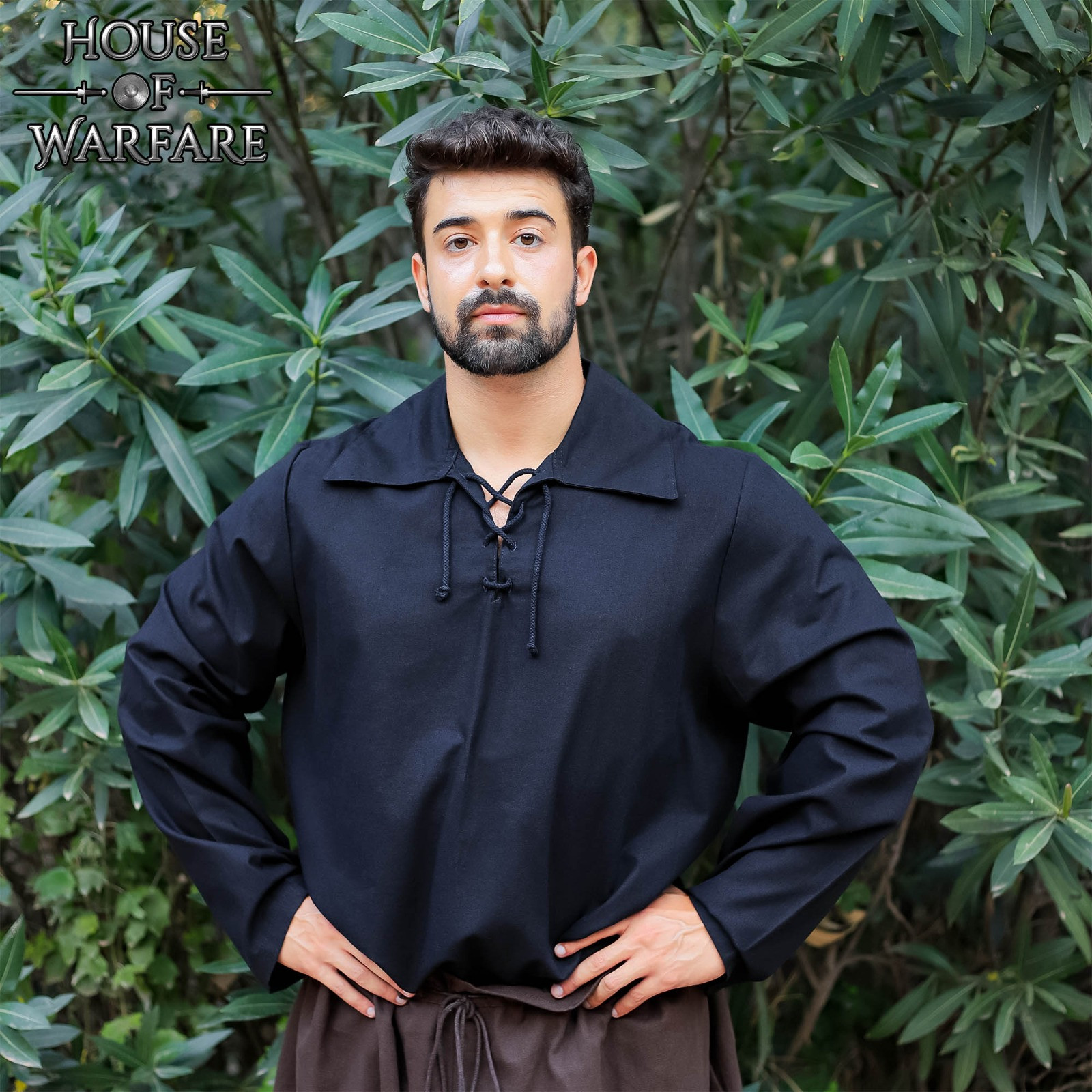 Camisa medieval algodón modelo Mario, negro