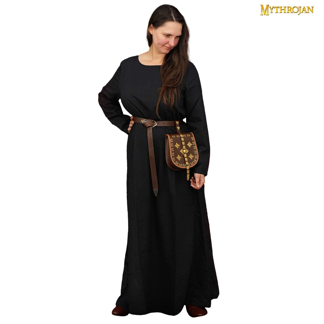 Vestido medieval largo Siglos X-XV, negro