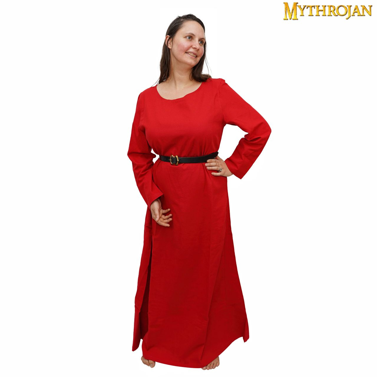Vestido medieval largo Siglos X-XV, rojo