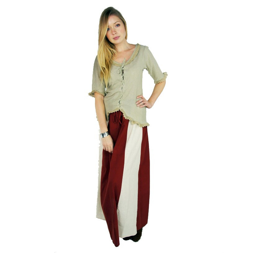 Falda medieval Bicolor Roja-Crema
