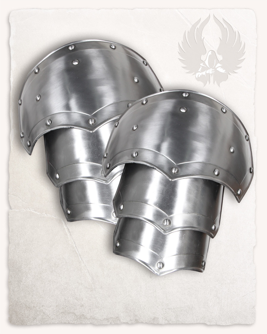 Hombreras medievales acero modelo Mina, acabado pulido.