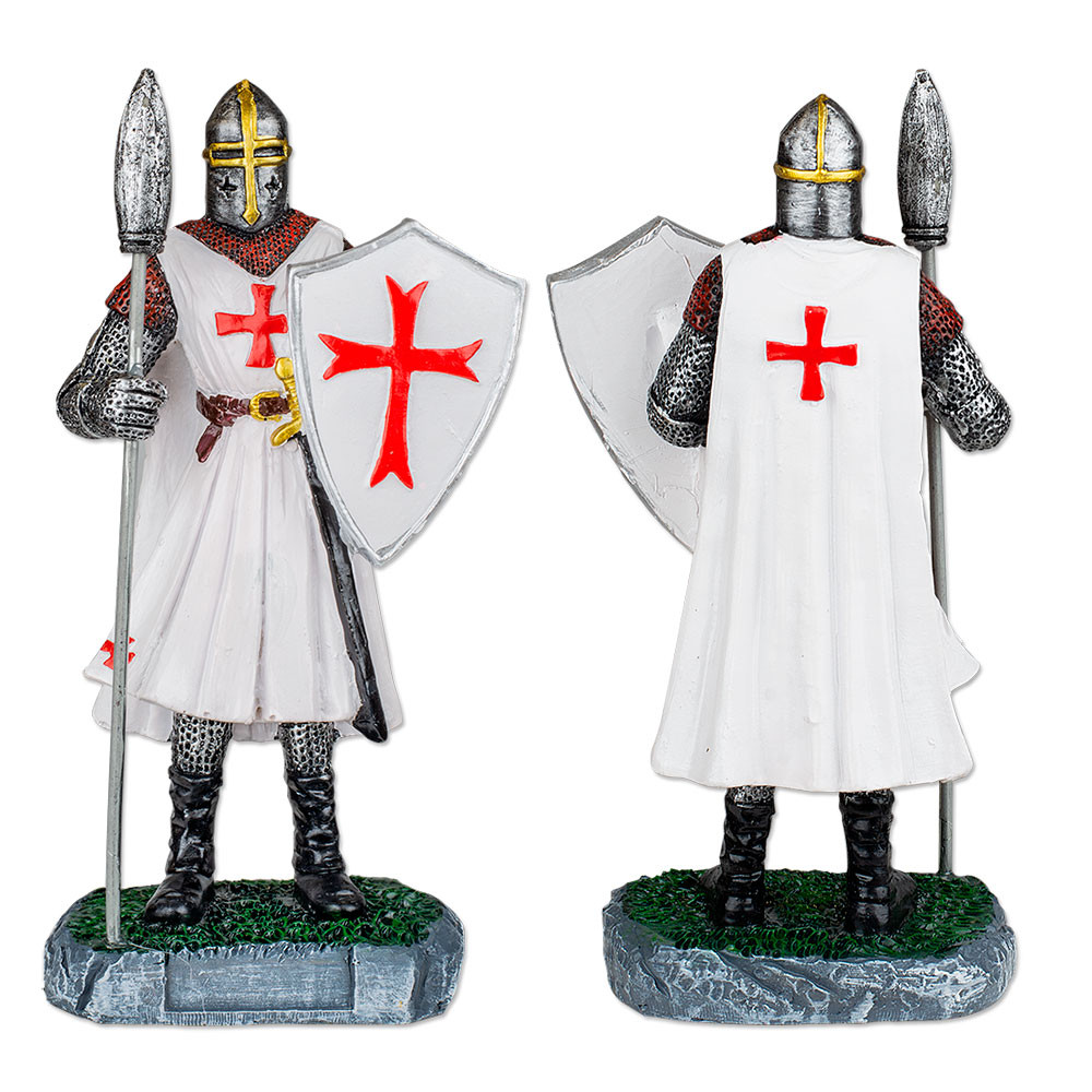 Miniatura caballero templario con escudo y lanza (18 cm.)