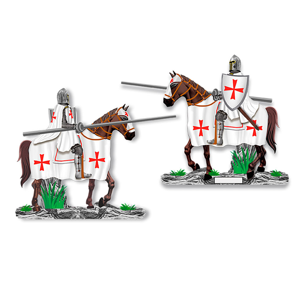 Caballero Templario a caballo con escudo y lanza (12 cm.)