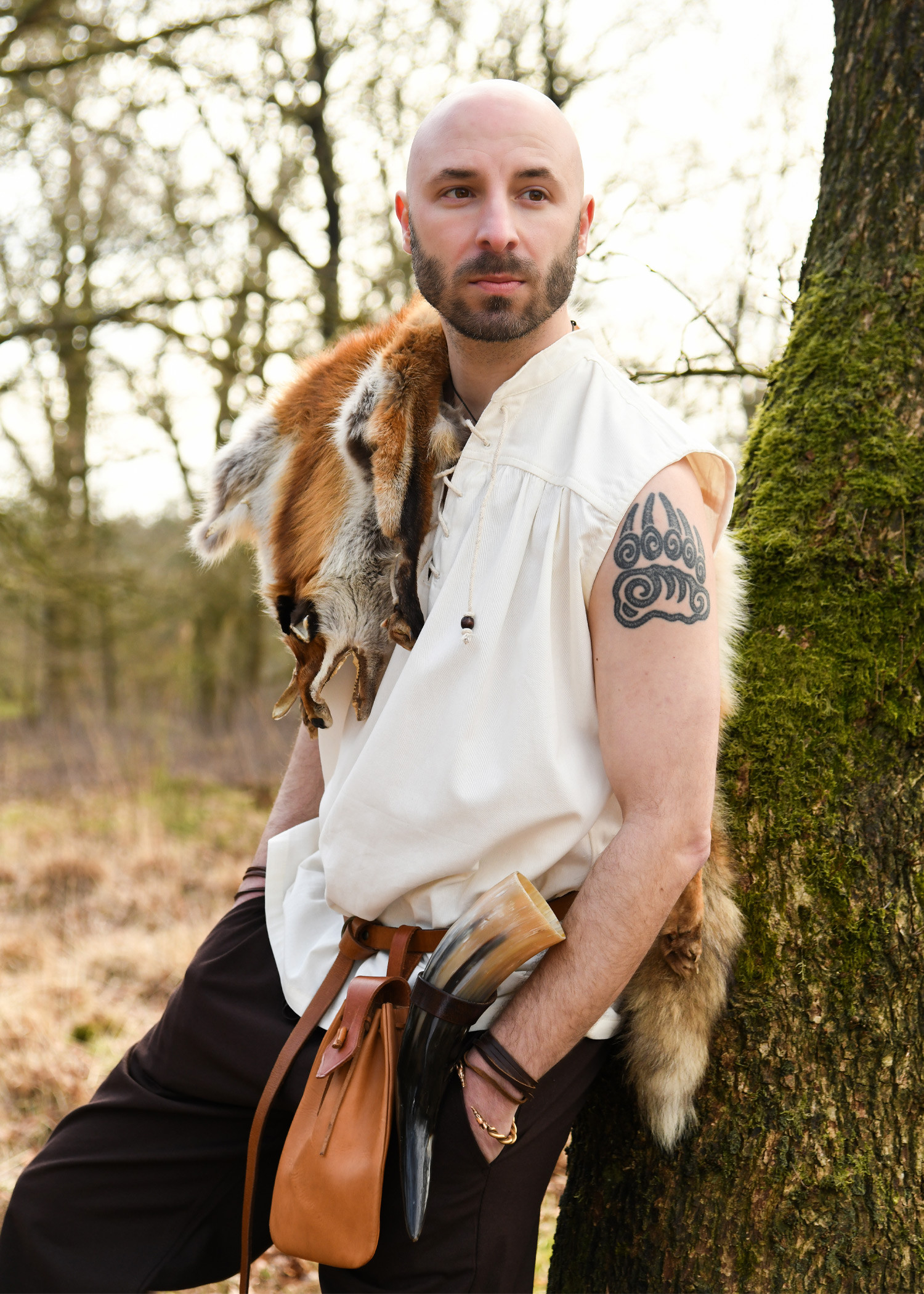 Camisa medieval sin mangas modelo Konstantin, blanco natural