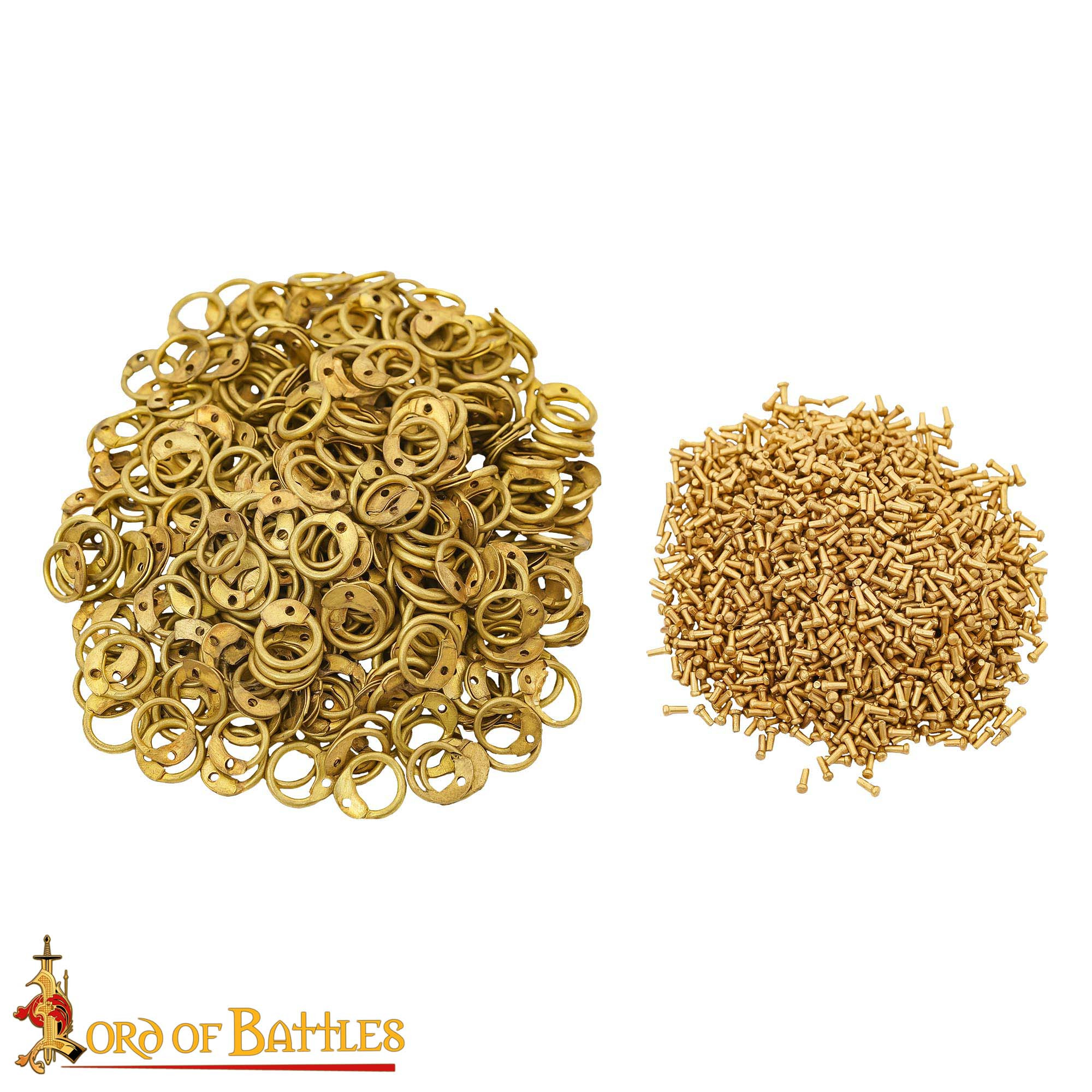 Anillas redondas latón con remaches cota de malla (6 mm.)