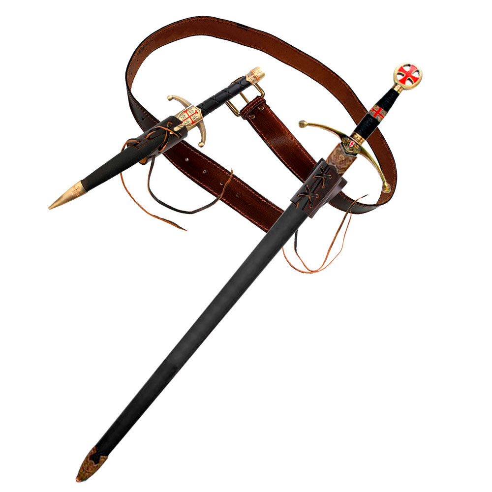 Pack complementos templarios: cinturón, tahalís, espada y daga