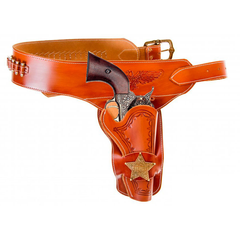 Pack Sheriff Bass Reeves Viejo Oeste: revólver, canana y 24 balas