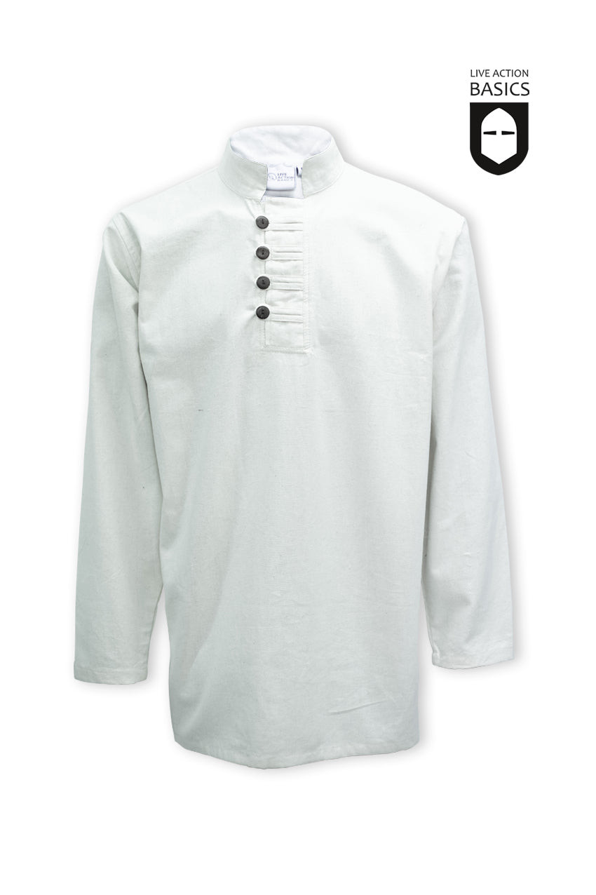 Camisa medieval de botones, color blanco natural