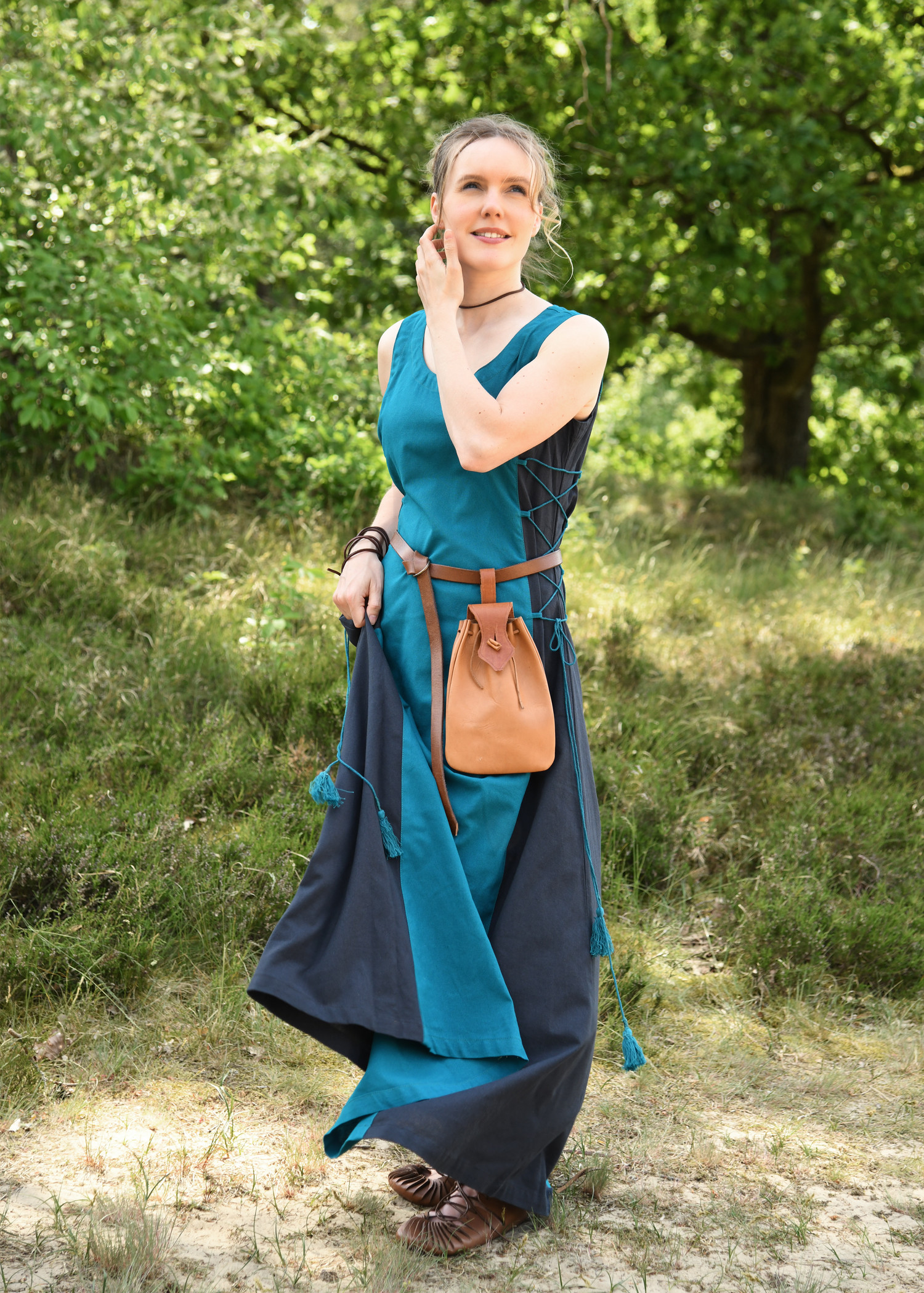 Vestido medieval sin mangas modelo Jarle, azul