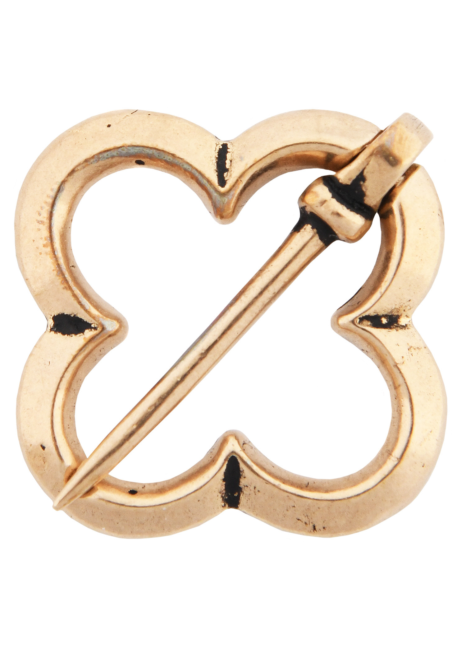 Broche medieval modelo Trebol, plata y bronce