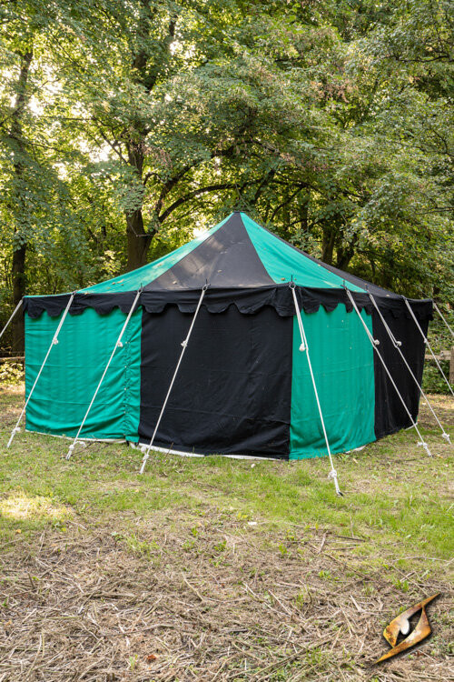 Carpa medieval marquesina, negro-verde 4 x 4 mts (Versión Compacta)