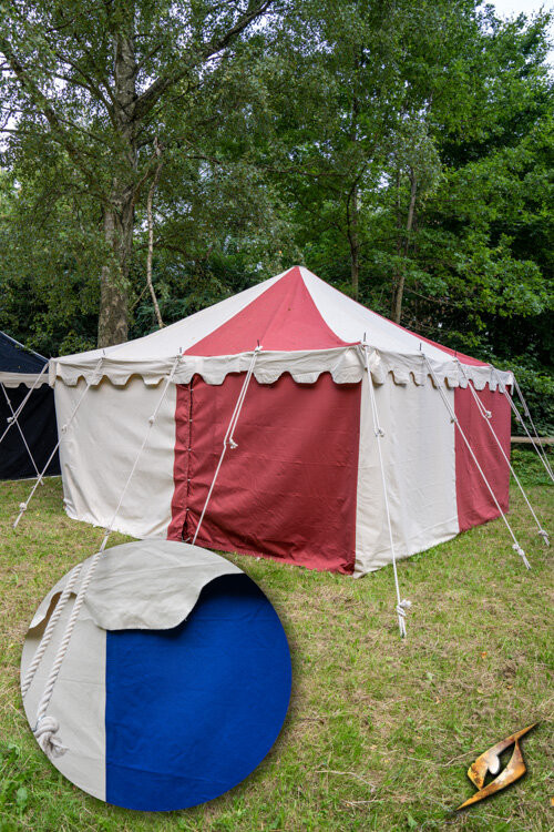 Carpa medieval marquesina, natural-azul 4 x 4 mts (Versión Compacta)