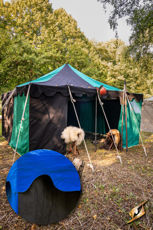 Carpa medieval marquesina, negro-azul 4 x 4 mts (Versión Compacta)
