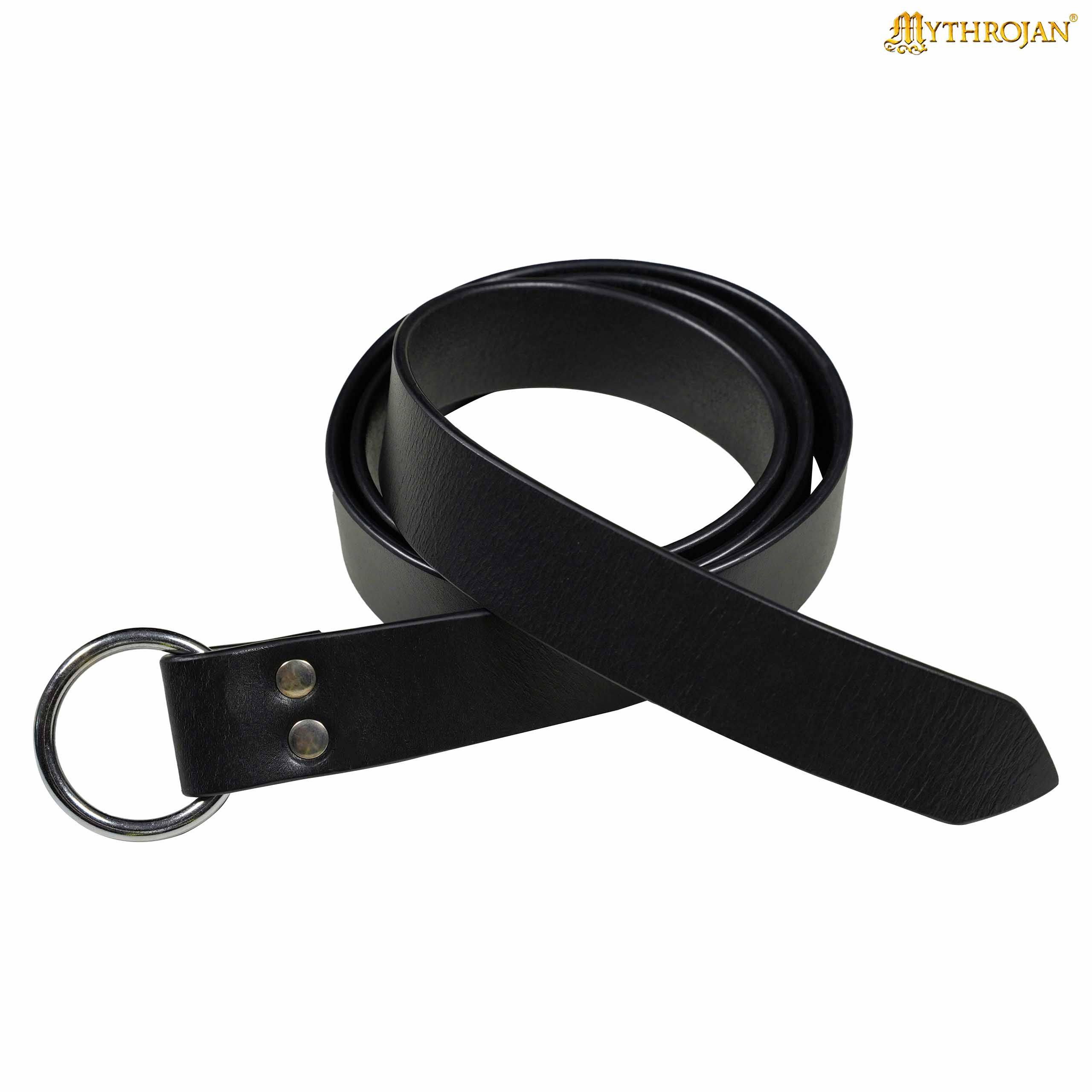 Cinturón vikingo con hebilla redonda, color negro