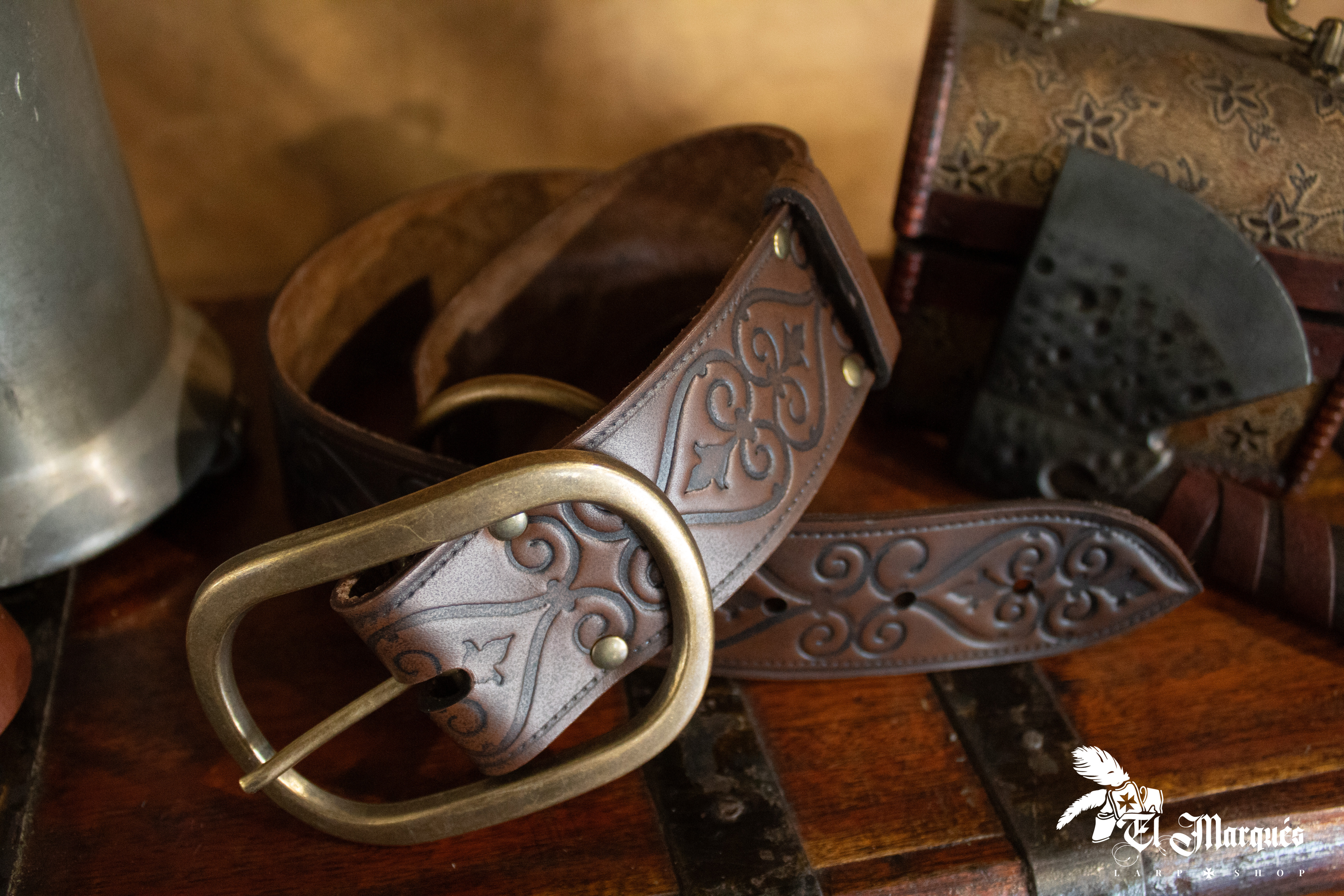 Cinturón Noble Renacimiento en cuero - Marrón