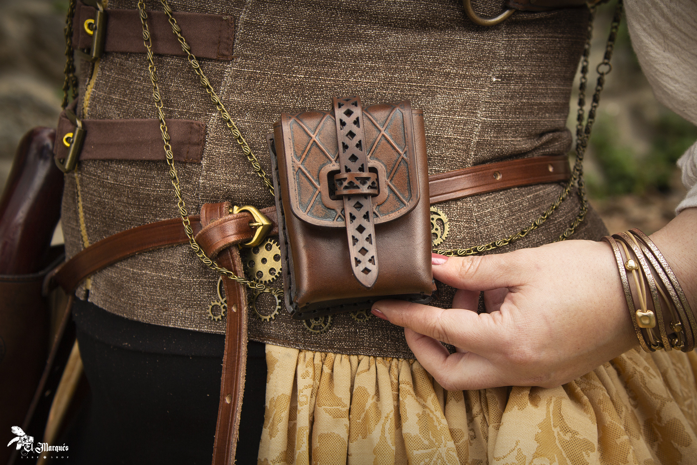 Bolsa Tabaquera para cinturón en auténtica piel