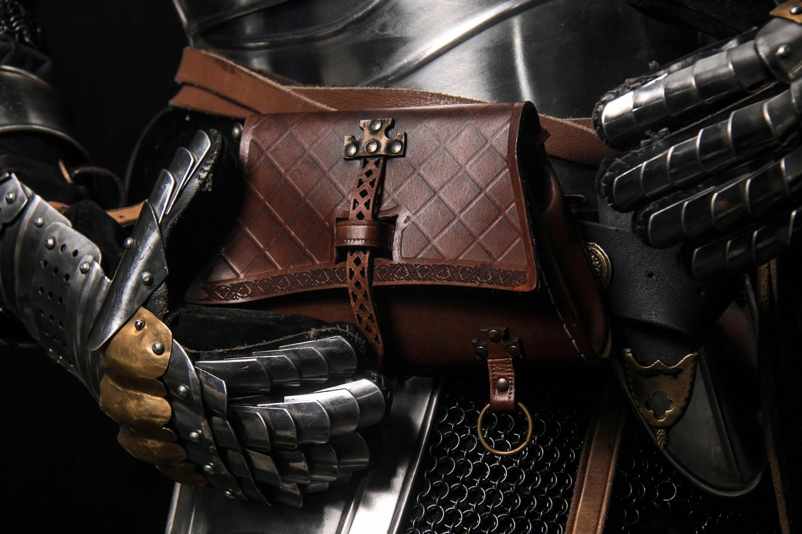 Bolsa Soldado Medieval en auténtica piel