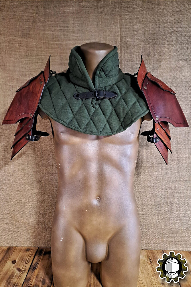 Hombreras medievales cuero modelo Herahi, color marrón