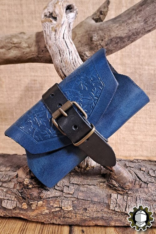 Bolso medieval en cuero azul para 3 pociones, Tarryon