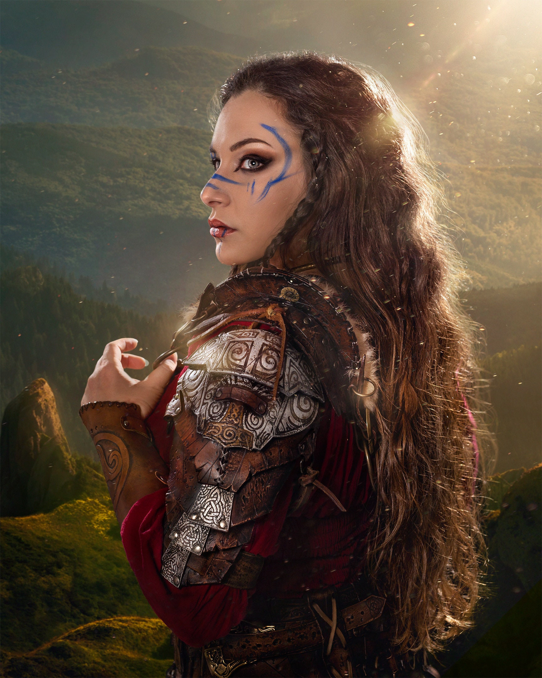 Hombrera vikinga de cuero marrón, Bárbaro Thor