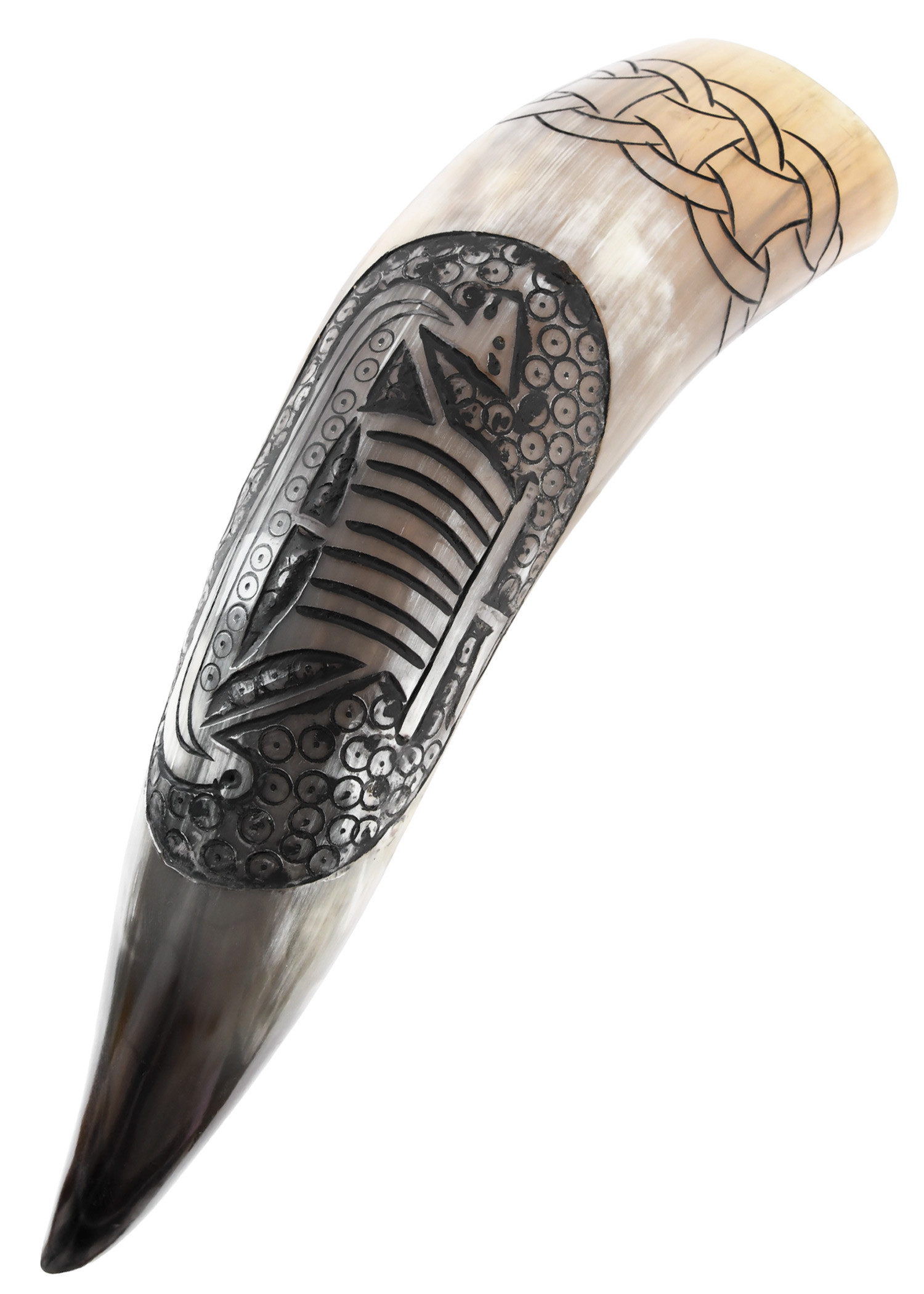 Cuerno para beber grabado Barco vikingo