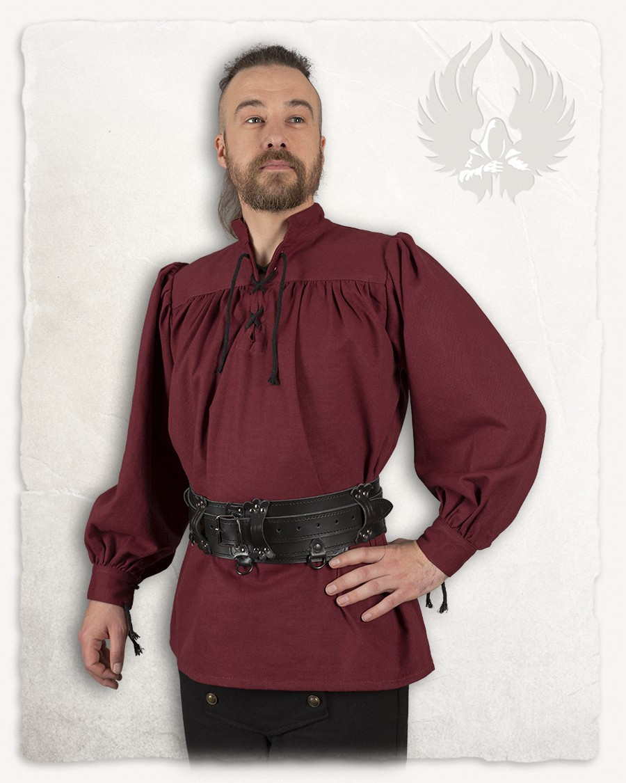 Camisa medieval algodón modelo Ansgar, color burdeos
