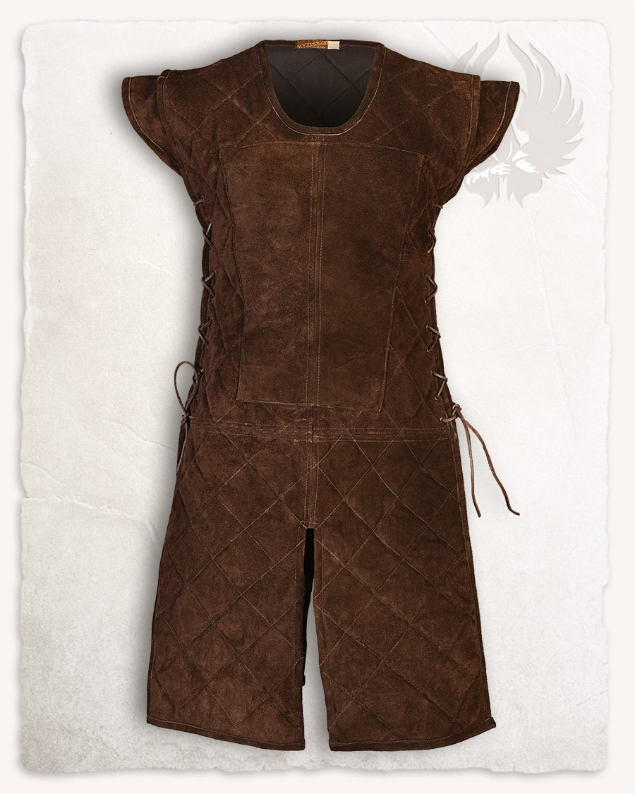 Armadura medieval piel de ante modelo Brandon, color marrón