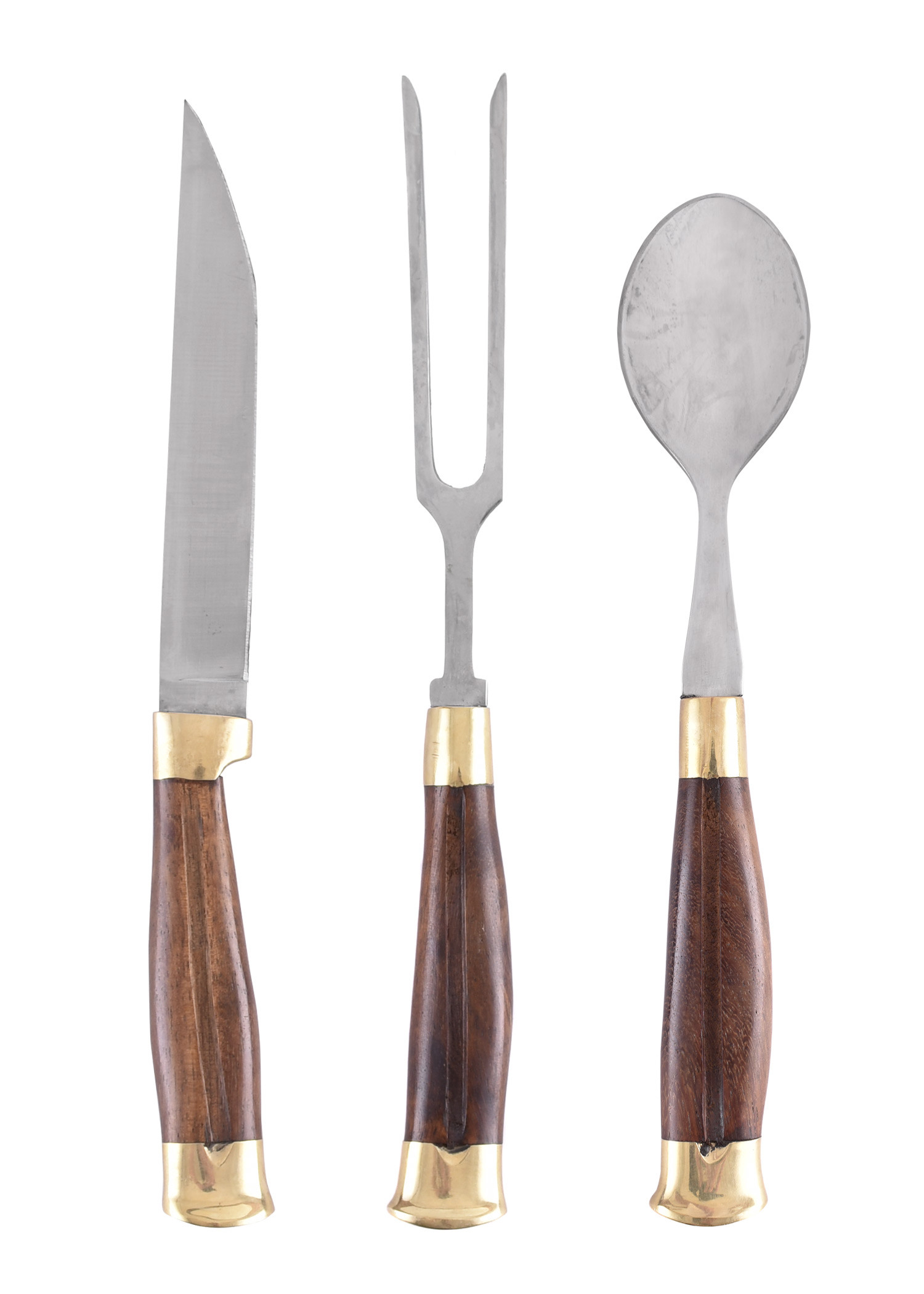 Juego de cubiertos de tres piezas, incluye funda de cuero