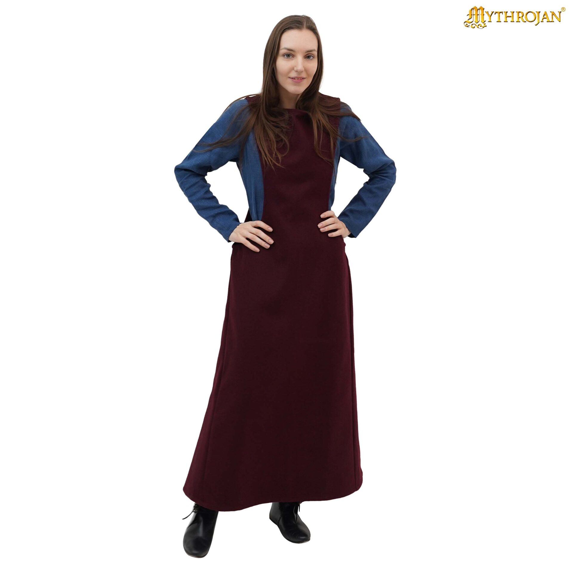 Sobrevesta medieval de lana, Siglos XIV-XV, color burdeos