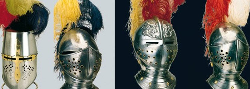 Cascos medievales para armaduras