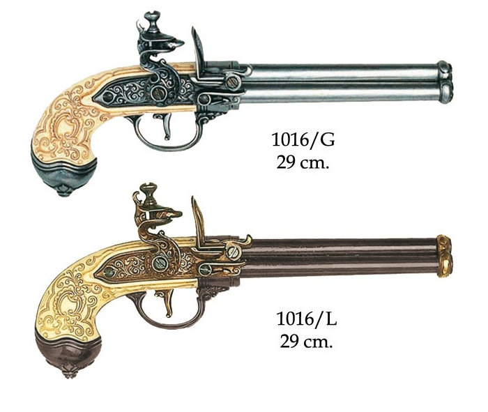 RÉPLICA DECORATIVA PISTOLA ITALIANA DE 3 CAÑONES FABRICADA POR LORENZONI, 1680 RÉPLICA DECORATIVA PISTOLA ITALIANA DE 3 CAÑONES FABRICADA POR LORENZONI, 1680