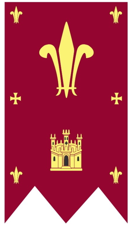 Estandarte medieval diamante castillo Estandarte medieval com design de diamante e castelo