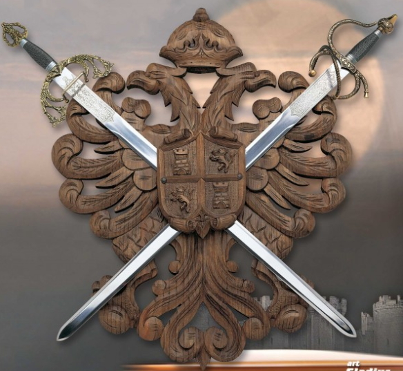 Panoplia Castilla y León con dos espadas