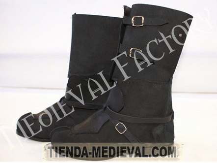 Bota polaina cuero negro