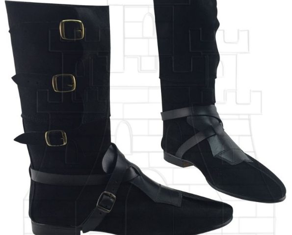 Bota polaina cuero negro