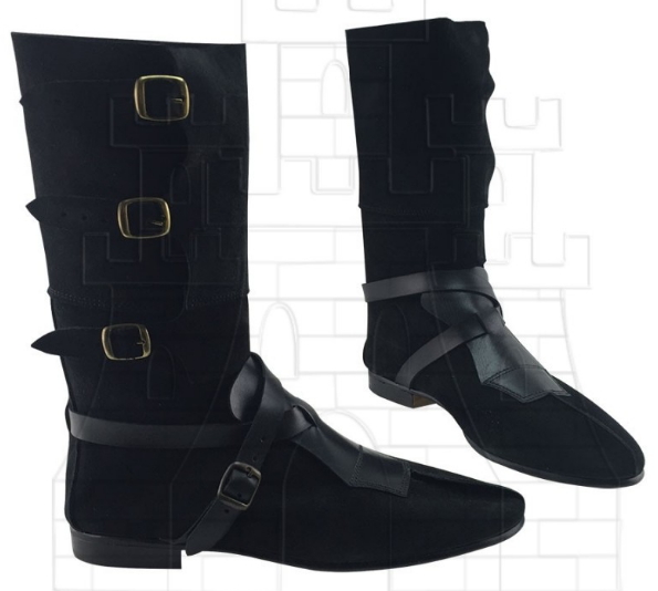 Bota polaina cuero negro