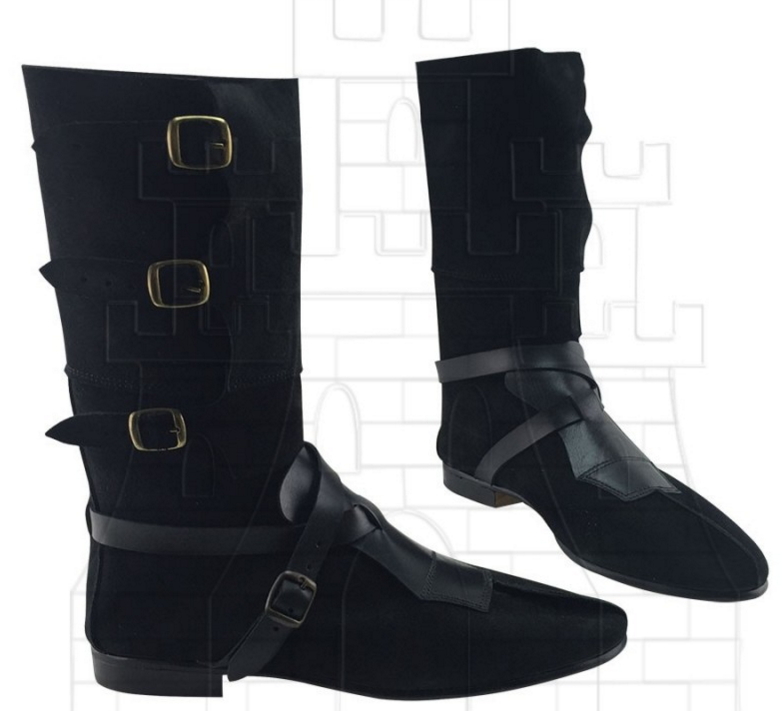 Bota polaina cuero negro