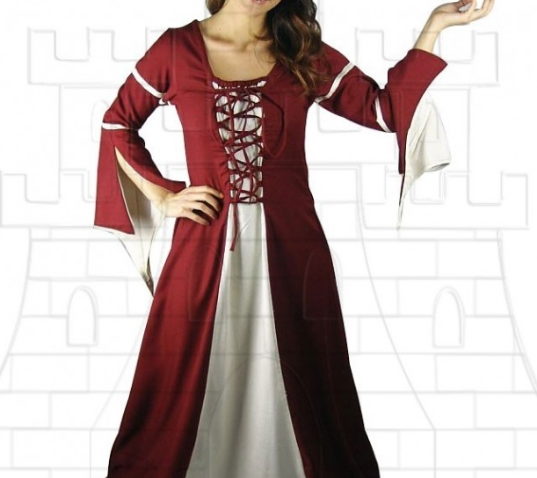 Vestido medieval mujer Rojo Crema