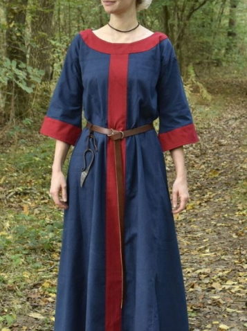 Vestido medieval Gudrun azul rojo