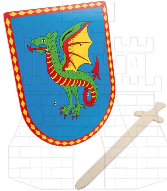 Escudo y espada dragón medieval