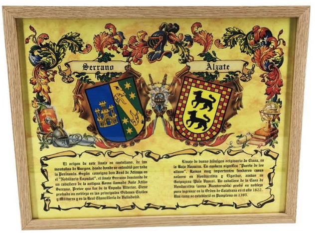 Cuadro escudo heraldico 2 apellidos