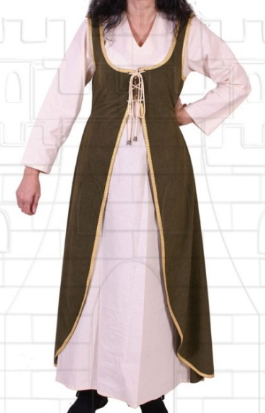 Vestido medieval Brial Corpiño con cordones en el pecho