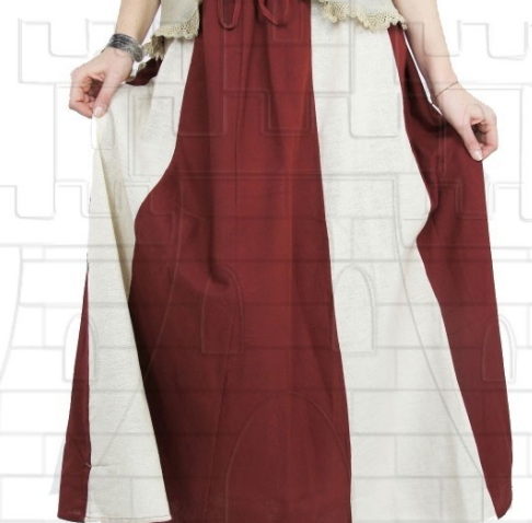 Falda medieval Bicolor Roja Crema