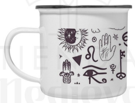 Taza latón Vintage iconos esotéricos