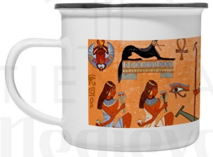 Taza latón esmaltado iconos egipcios