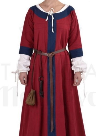 Vestido medieval Gudrun rojo azul