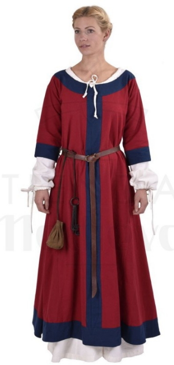 Vestido medieval Gudrun rojo azul